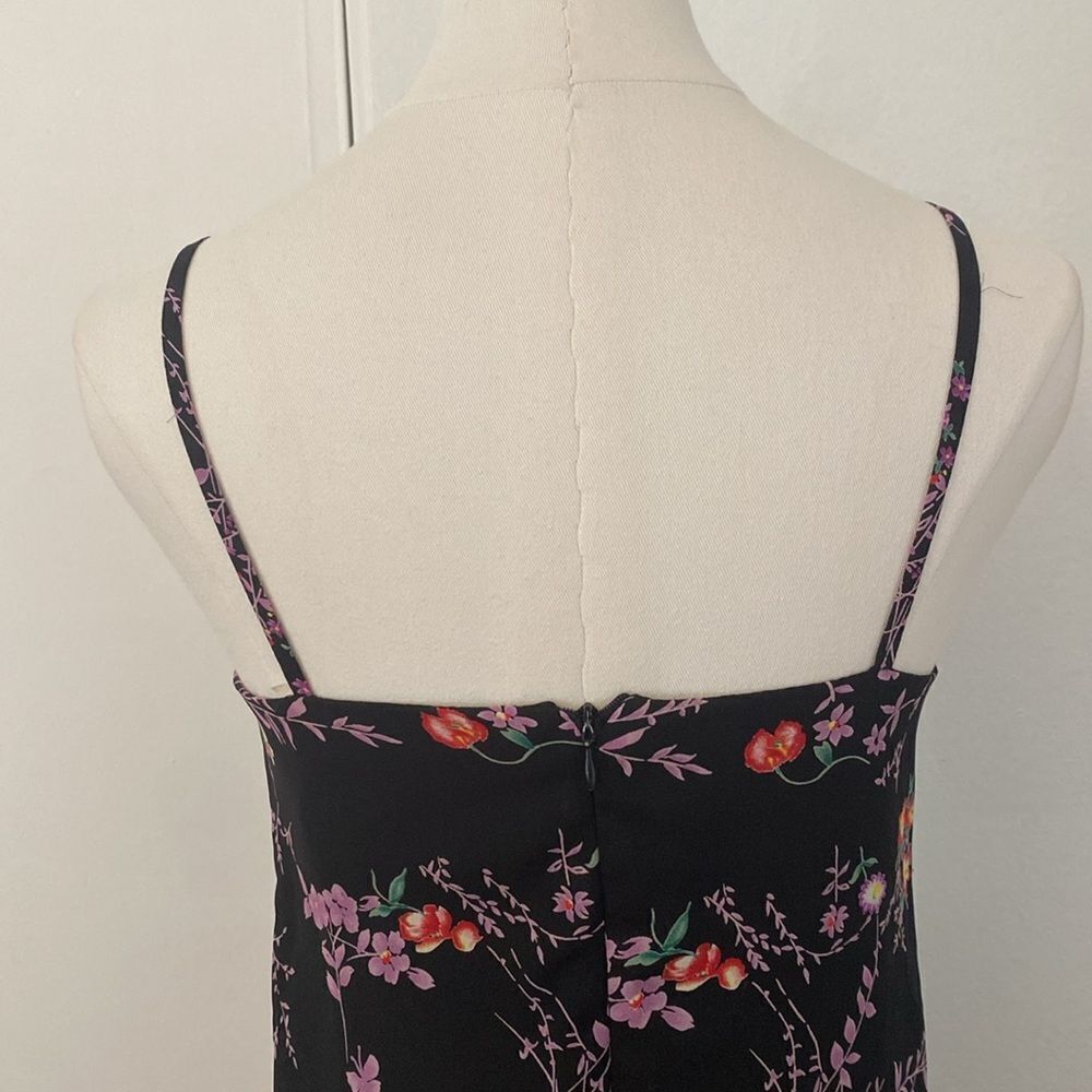 Vintage 90's/ Early 00's Black Floral Empire Waist Mini Dress Size Small - Picture 7 of 14